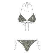 Metallic Groene Driehoek Bikini Badpak Oseree , Green , Dames