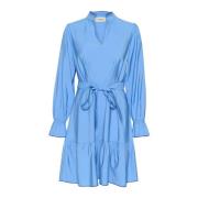 Vrouwelijke Jurk met Volantzoom Cream , Blue , Dames