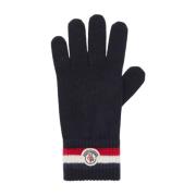 Tricolour Wolhandschoenen Nachtblauw Moncler , Blue , Heren