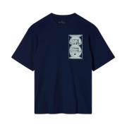 Blauw Logo Print T-shirt Edwin , Blue , Heren