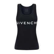 Monogram Print Katoenen Crew Neck Top Givenchy , Black , Dames