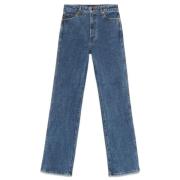 Indigo Blauwe Denim Jeans met Voorknoop Khaite , Blue , Dames