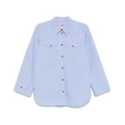 Korenbloemblauwe Button-Up Shirt met Klepzakken Baum und Pferdgarten ,...