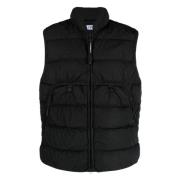 Zwarte Gewatteerde Dons Gilet C.p. Company , Black , Heren