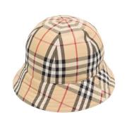 Beige Check Bucket Hat Burberry , Beige , Unisex