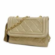 Pre-owned Leather shoulder-bags Chanel Vintage , Beige , Dames