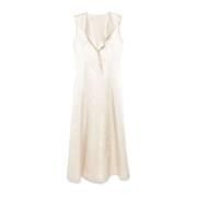 Elegant Ivory V-Neck Sleeveless Dress Philosophy di Lorenzo Serafini ,...