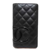 Pre-owned Leather wallets Chanel Vintage , Black , Dames