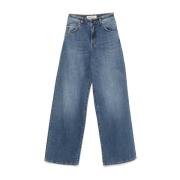 Indigo Blauwe Jeans met Klassieke Stijl Semicouture , Blue , Dames