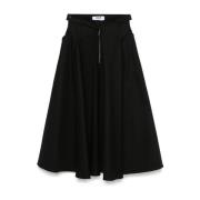 Zwarte Geplooide Rok met Zakken Msgm , Black , Dames