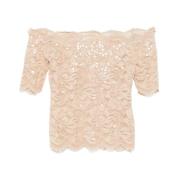 Lichtbeige Bloemenkanten Blouse Paco Rabanne , Beige , Dames