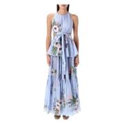 Blauwe Bloemen Draperen Strik Jurk Zimmermann , Multicolor , Dames