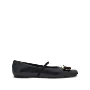 Zwarte Platte Ballerina Schoenen Salvatore Ferragamo , Black , Dames