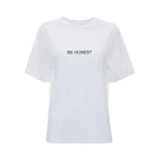 Wit 'Be Honest' Slogan T-Shirt Victoria Beckham , White , Dames