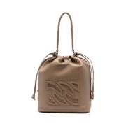 Taupe Bucket Tas met Koordsluiting Casadei , Brown , Dames