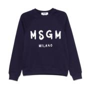 Blauwe Crew Neck Sweater Raglan Msgm , Blue , Dames