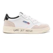 Witte leren sneakers met suède inzetstukken Autry , White , Heren