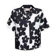 Zwarte Button-Up Shirt met Camp Kraag Marni , Black , Dames