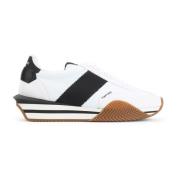 Witte Leren Sneakers Stijlvol Model Tom Ford , White , Heren