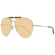 Gouden Aviator Zonnebril Bruine Lenzen Tommy Hilfiger , Yellow , Dames