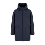 Blauwe Winter Parka met Capuchon Emporio Armani , Black , Heren