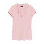 Roze V-hals T-shirts en Polos Dondup , Pink , Dames