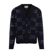 Navy Degrade Cardigan Gucci , Blue , Heren