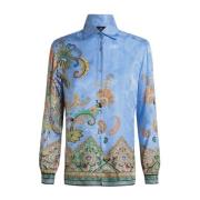 Blauwe Knoopshirt Lange Mouwen Etro , Blue , Dames