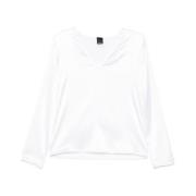 Witte V-hals Sweater Lange Mouwen Pinko , White , Dames