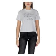 Wit Katoenen T-shirt, Korte Mouw, Ronde Hals Calvin Klein Jeans , Whit...