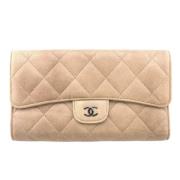 Pre-owned Leather wallets Chanel Vintage , Beige , Dames