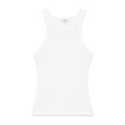 Witte Geribbelde Crew Neck Top Agolde , White , Dames