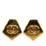 Pre-owned Metal earrings Chanel Vintage , Yellow , Dames