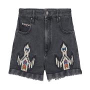 Geborduurde Denim Bermuda Shorts Isabel Marant , Gray , Dames