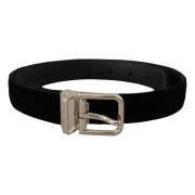 Elegante Grosgrain Leren Riem Dolce & Gabbana , Black , Heren