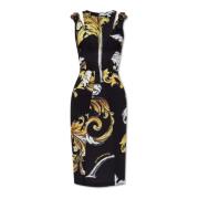 Jurk met Outline Barocco print Versace Jeans Couture , Black , Dames