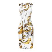 Jurk met Outline Barocco print Versace Jeans Couture , White , Dames