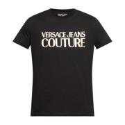 T-shirt met bedrukt logo Versace Jeans Couture , Black , Heren