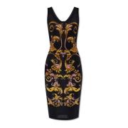 Jurk met Outline Barocco print Versace Jeans Couture , Black , Dames