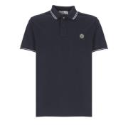 Blauw Katoenen Poloshirt met Logopatch Stone Island , Blue , Heren