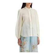 Kanten Mandarin Kraag Shirt Zimmermann , White , Dames