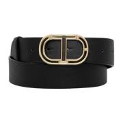 Zwarte leren riem met gerecyclede materialen Twinset , Black , Dames