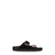 Arizona Big Buckle Sliders Birkenstock , Black , Dames