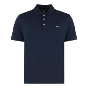 Katoenen poloshirt met geribbelde kraag A.p.c. , Blue , Heren