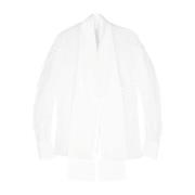 Doorschijnende Organza V-Hals Blouse Genny , White , Dames