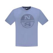 Blauw Katoenen Crew Neck T-Shirt North Sails , Blue , Heren