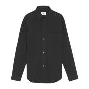 Zwarte Overshirt met Logoknoppen Nn07 , Black , Heren