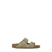 Groene Suède Lederen Slippers Birkenstock , Beige , Dames