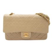 Pre-owned Leather chanel-bags Chanel Vintage , Beige , Dames