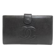 Pre-owned Leather wallets Chanel Vintage , Black , Dames